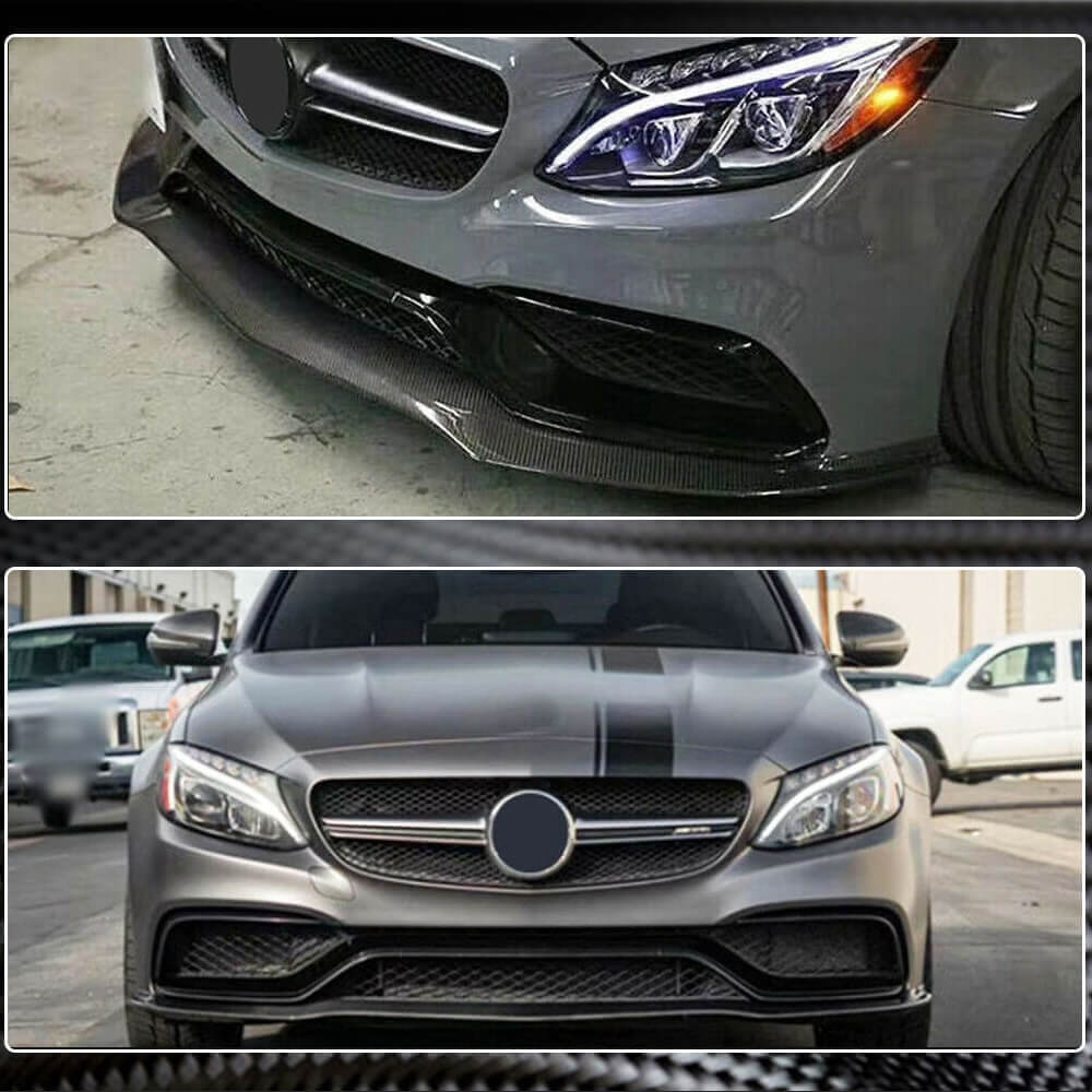 Lip V2 front bumper cover (for SD C63 AMG 2015-2019, Carbon) for Mercedes C-class W205 2014-2021 - image 5