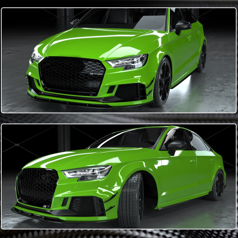 Front bumper lip extensions V1 (for RS3 SD 2017-2020, Carbon) for Audi A3 2012-2020 - image 5