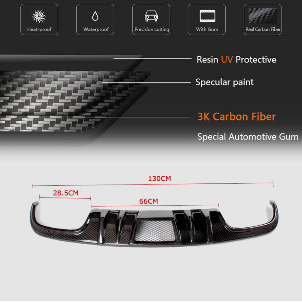 Rear bumper diffuser V4 (for AMG SD 2008-2011, Carbon) for Mercedes C-class W204 2007-2015 - image 5