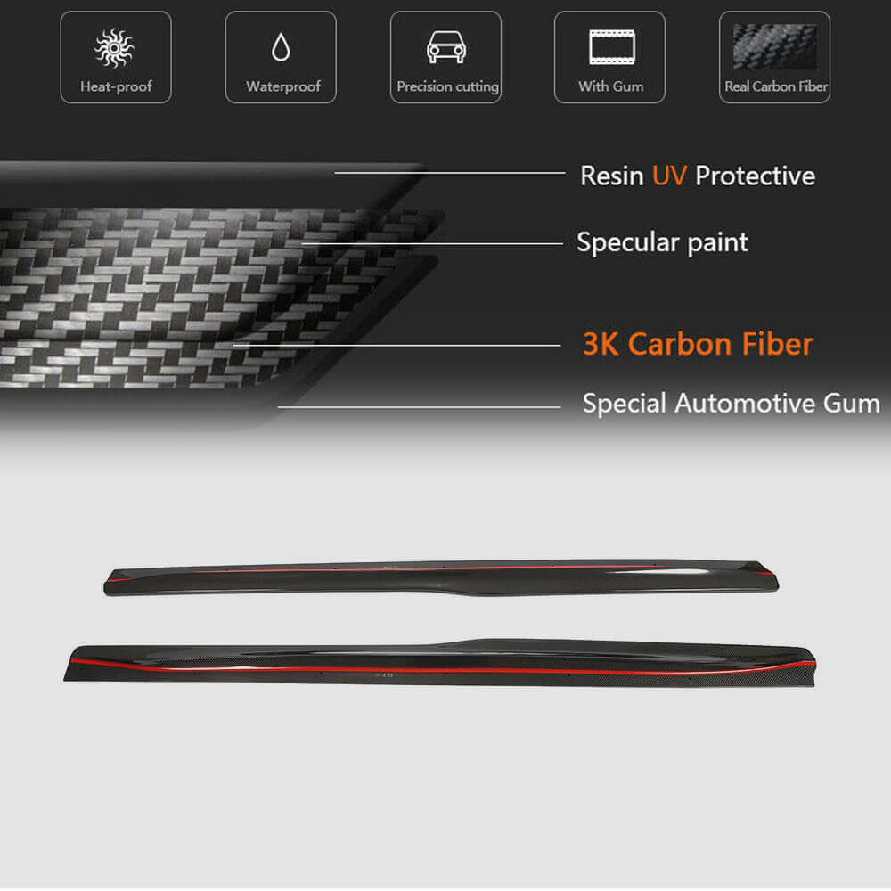 Side Skirts Carbon Fiber V3 (for F82) for BMW 4 series F-32 2012-2020 - image 5
