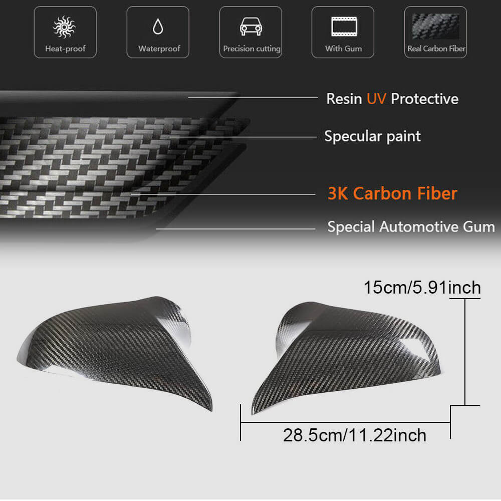Mirror Covers Add-on Style Dry Carbon Fiber V2 (for M4) for BMW 4 series F-32 2012-2020 - image 5
