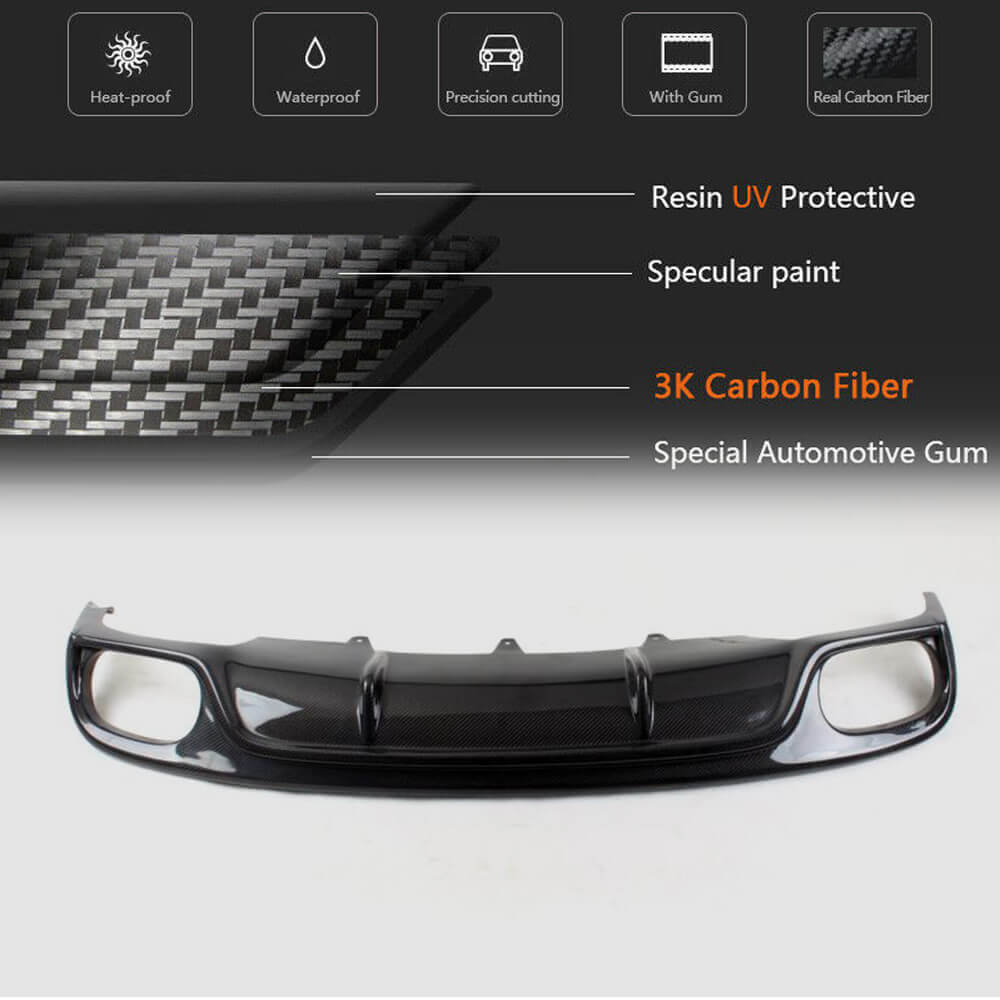 Rear Bumper Diffuser (for Base 2011-2015, Carbon) for Audi A4 B8 2007-2015 - image 5