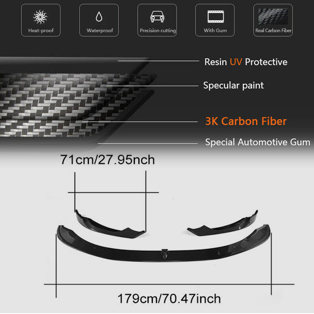 Front Bumper Lip Carbon Fiber V3 (for F82/F83) for BMW 4 series F-32 2012-2020 - image 5