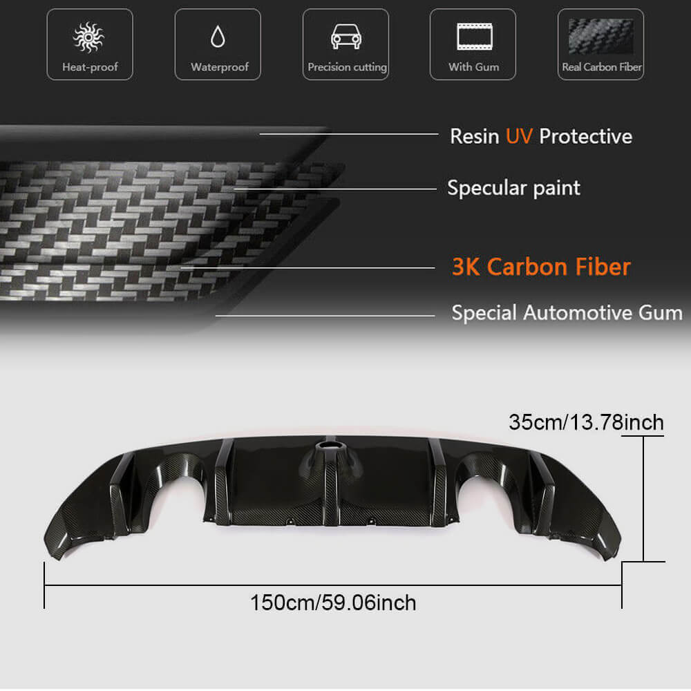 Rear bumper diffuser (for RS 2015-2017, Carbon) for Ford Focus III 2011-2017 - image 5
