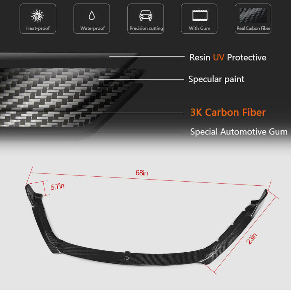 Front Bumper Lip Spoiler (2013-2016, Carbon) for Jaguar F-Type 2013-2024 - image 5