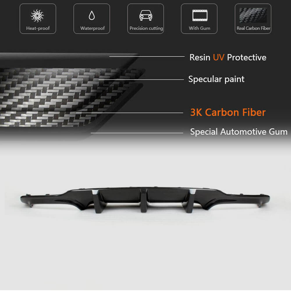 Rear Bumper Diffuser V3 for AMG SD/Coupe 2012-2014 Carbon for Mercedes C-class W204 2007-2015 - image 5