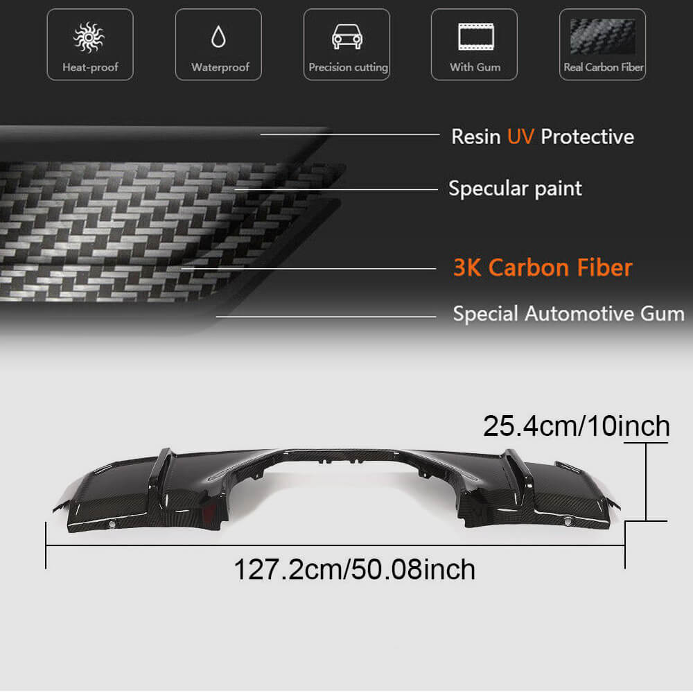 Rear Bumper Diffuser Dry Carbon Fiber V2 (for G80) for BMW 3 series G20/21 2018- - image 5