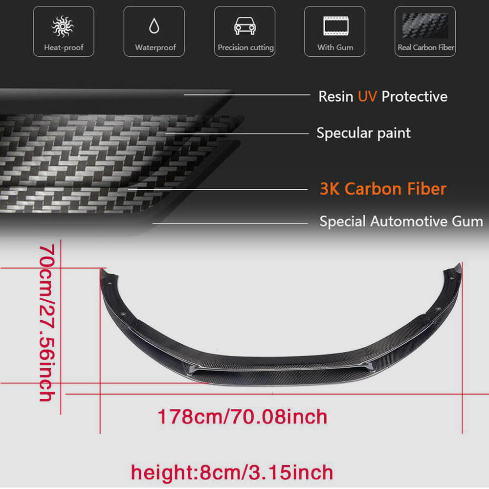 Front Bumper Lip Spoiler (Carbon) for Audi R8 2006-2015 - image 5