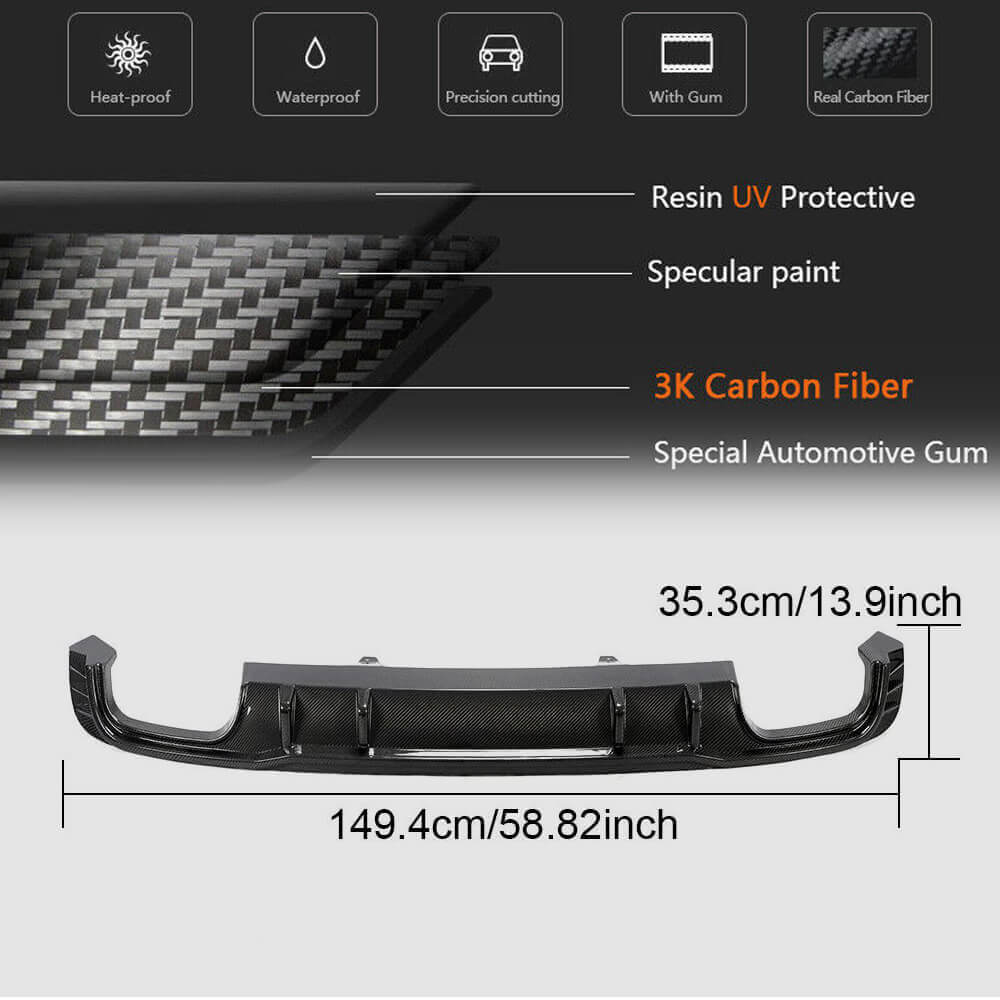 Rear Bumper Diffuser V2 (for S-Line Sedan 2015-2019, Carbon) for Audi A4 B9 2015-2024 - image 5