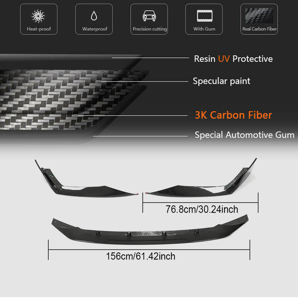 Front Bumper Lip Dry Carbon Fiber for Audi A6 C8 2018- - image 5