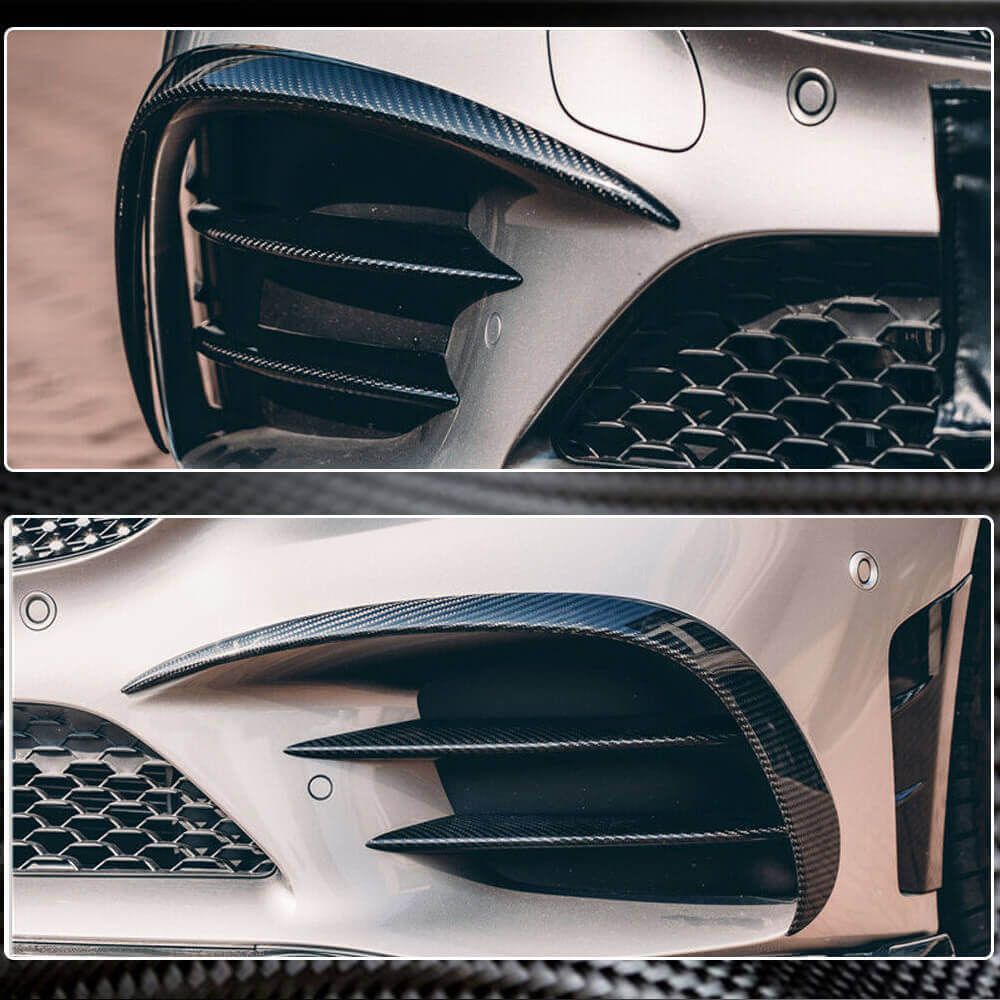 Front Bumper Extensions V1 for C43 AMG 2019-2021 Carbon for Mercedes C-сlass W205 2014-2021 - image 5