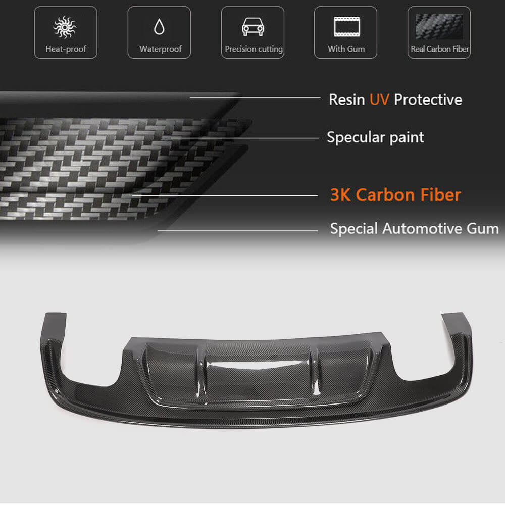 Rear Bumper Diffuser V2 (for S-Line 2012-2015, Carbon) for Audi A5 2007-2015 - image 5