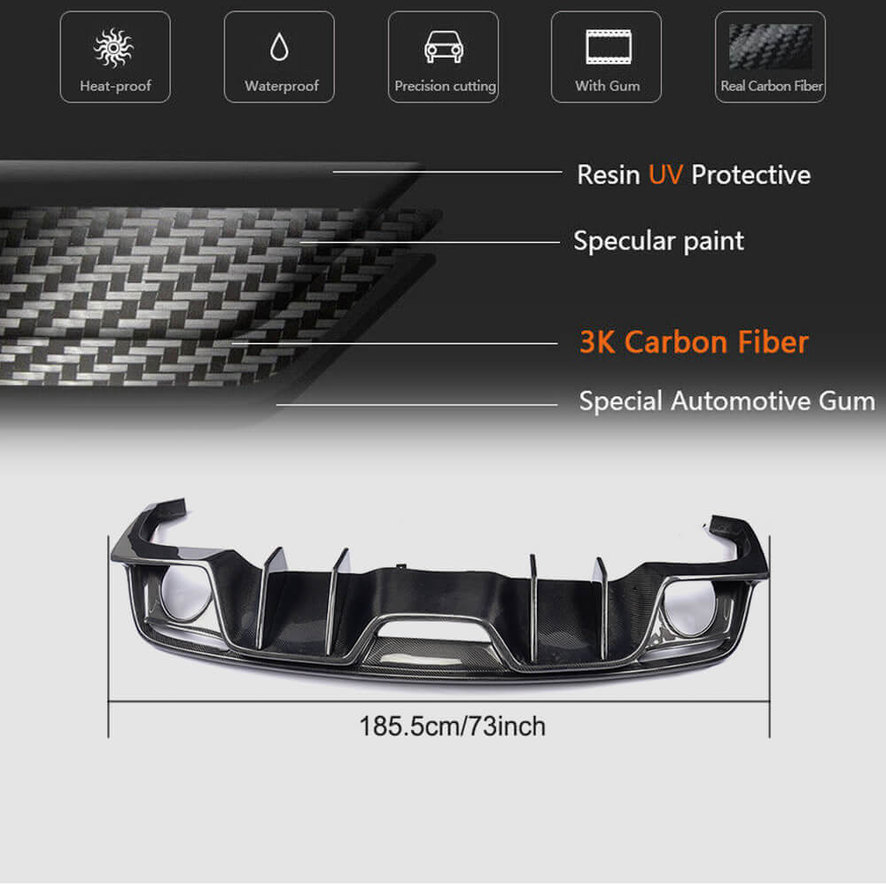 Rear Bumper Diffuser V2 (2015-2017, Carbon) for Ford Mustang 2015-2023 - image 5