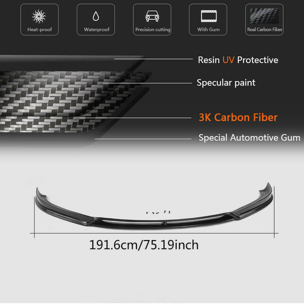 Front Bumper Lip Spoiler (2016-2021, Carbon) for Tesla Model S 2012– - image 5