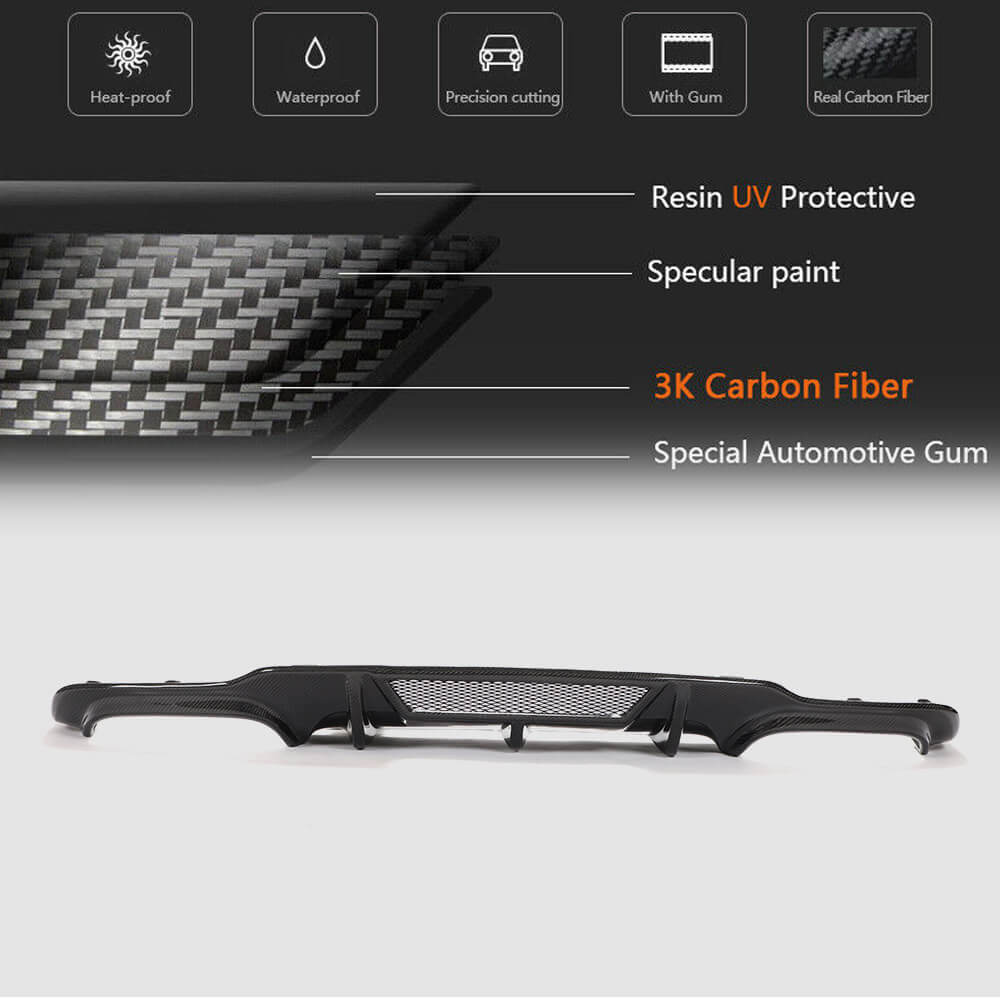 Rear Bumper Diffuser V4 (for AMG SD/Coupe 2012-2014, Carbon) for Mercedes C-class W204 2007-2015 - image 5