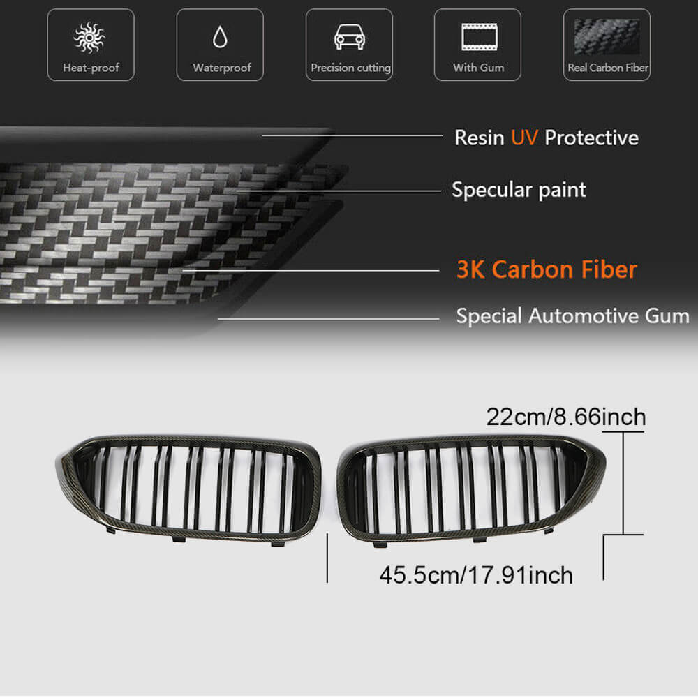 Grilles M-Look V2 (2017-2020, Carbon) for BMW 5 Series G30/31 2017-2023 - image 5