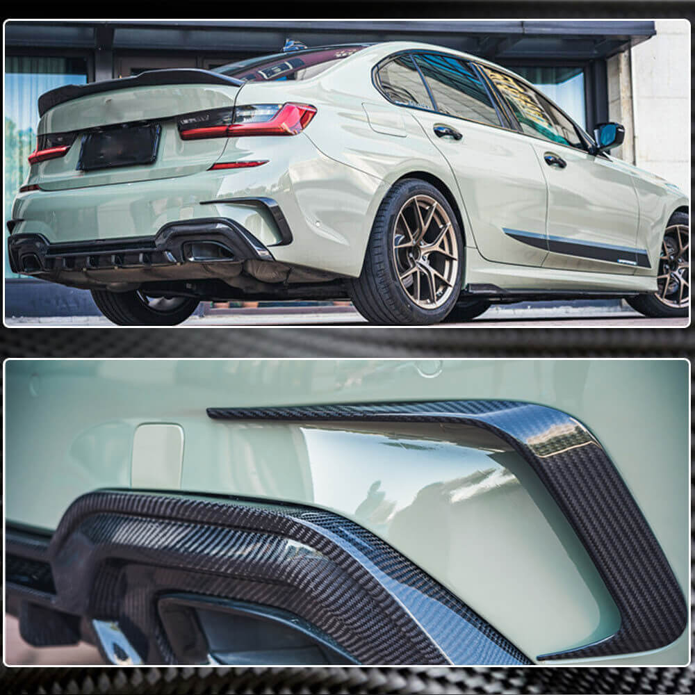 Rear Bumper Flap Extensions (for M-Sport 2018-2022, Carbon) for BMW 3 Series G20/G21 2018- - image 5