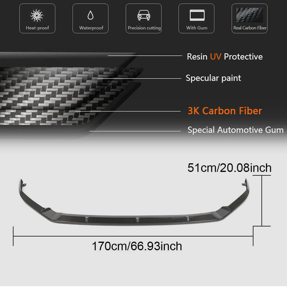 Lip V1 front bumper cover (for R/R-Line 2017-2020, Carbon) for Volkswagen Golf 7/E-Golf - image 5