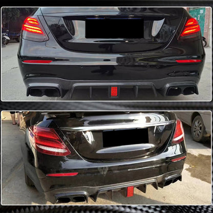 Rear bumper diffuser with V2 nozzles (for AMG/AMG-Line 2016-2019, Carbon) for Mercedes E-class W213 2016-2023 - image 5