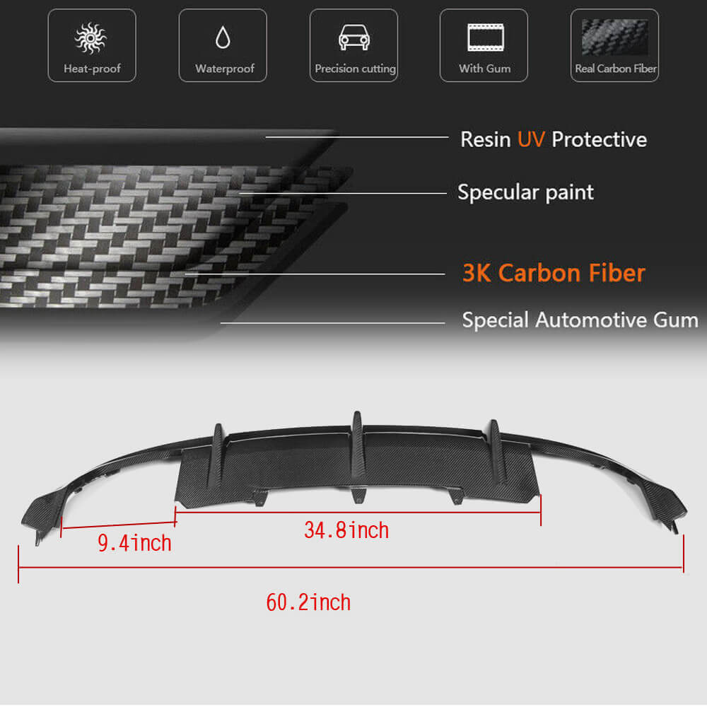Rear Bumper Diffuser V1 (for S-Line 2012-2015, Carbon) for Audi A5 2007-2015 - image 5