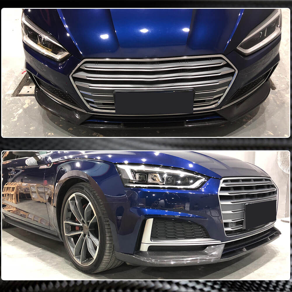Front Bumper Lip Spoiler (for S-Line Coupe/Cabriolet 2016-2020, Carbon) for Audi A5 2016-2025 - image 5
