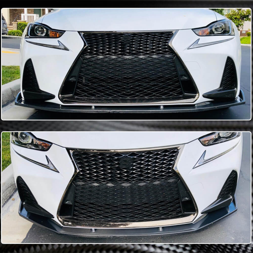 Front Bumper Lip Spoiler (for Base/F-Sport 2016-2020, Carbon) for Lexus IS 2013- - image 8