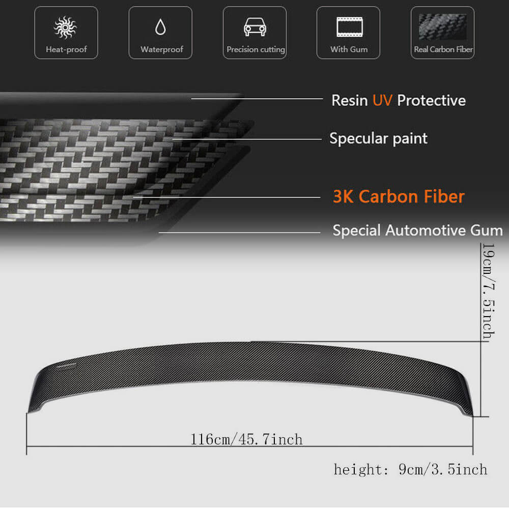 Rear Window Spoiler Visor V2 (for F10, Carbon) for BMW 5 Series F-10/11/07 2010-2016 - image 5