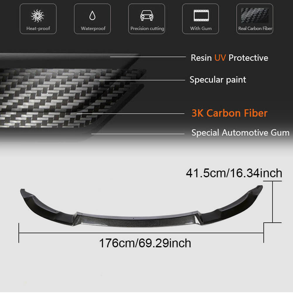 Front Bumper Lip V8 for F80, Carbon for BMW 3 Series F30/F31 2012-2019 - image 5