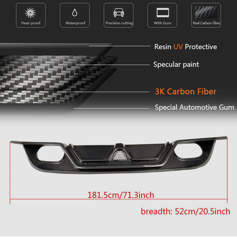 Rear bumper diffuser (2013-2019, Carbon) for Jaguar F-Type - image 5