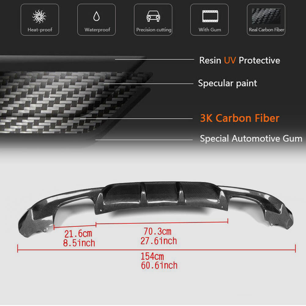 Rear Bumper Diffuser V4 (for F34 M-Sport, Carbon) for BMW 3 Series F-30/31/34 2012-2019 - image 5