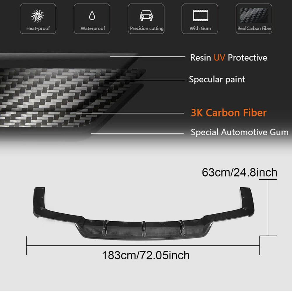 Rear Bumper Diffuser (for Base 2018-2020, Carbon) for Maserati Ghibli 2013-2023 - image 5