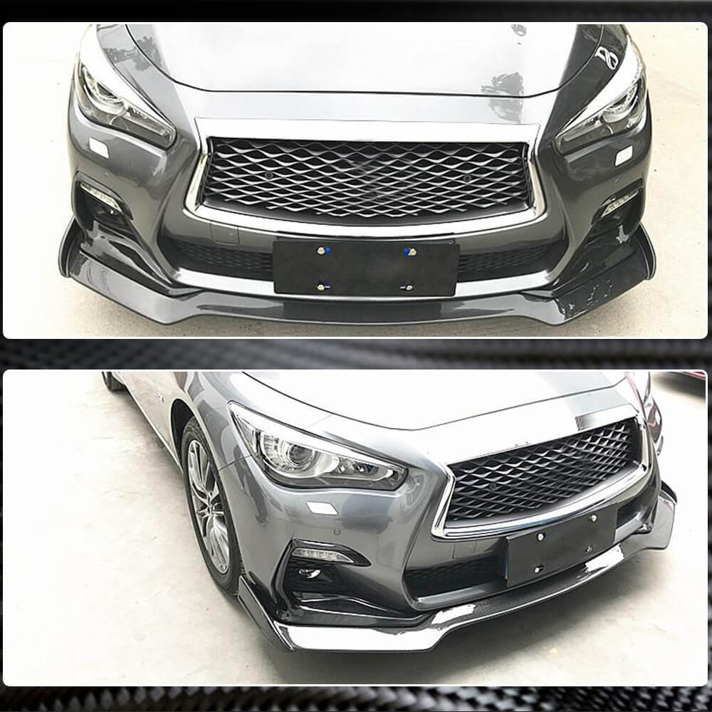 Lip V2 front bumper cover (for Q50 Sport 2018-2022, Carbon) for Infiniti Q50/Q60 2013-2024 - image 5