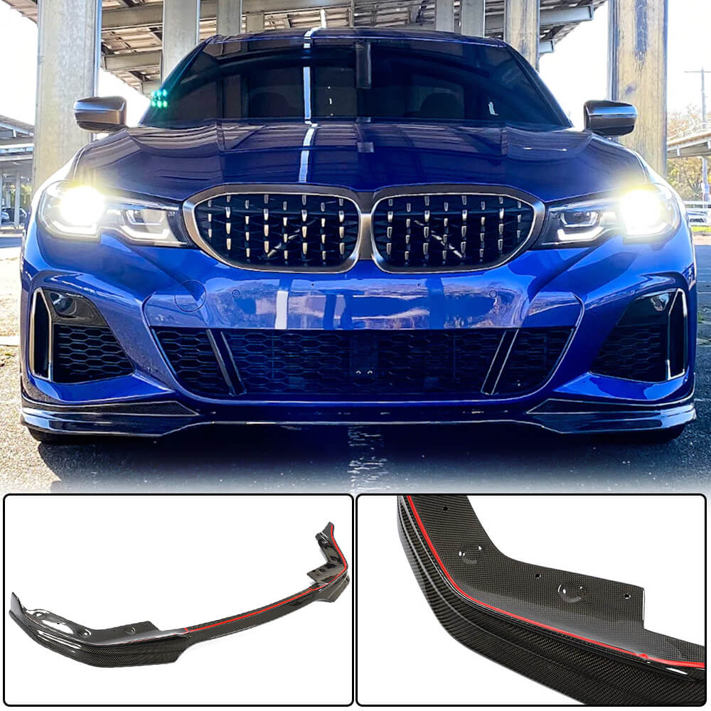 Front Bumper Lip V3 for M-Sport 2018-2022, Carbon for BMW 3 Series G20/G21 2018- - image 5