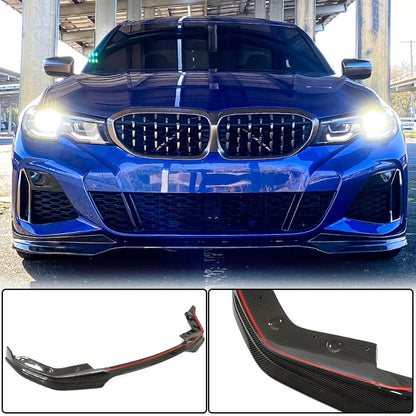 Front Bumper Lip V3 for M-Sport 2018-2022, Carbon for BMW 3 Series G20/G21 2018- - image 5