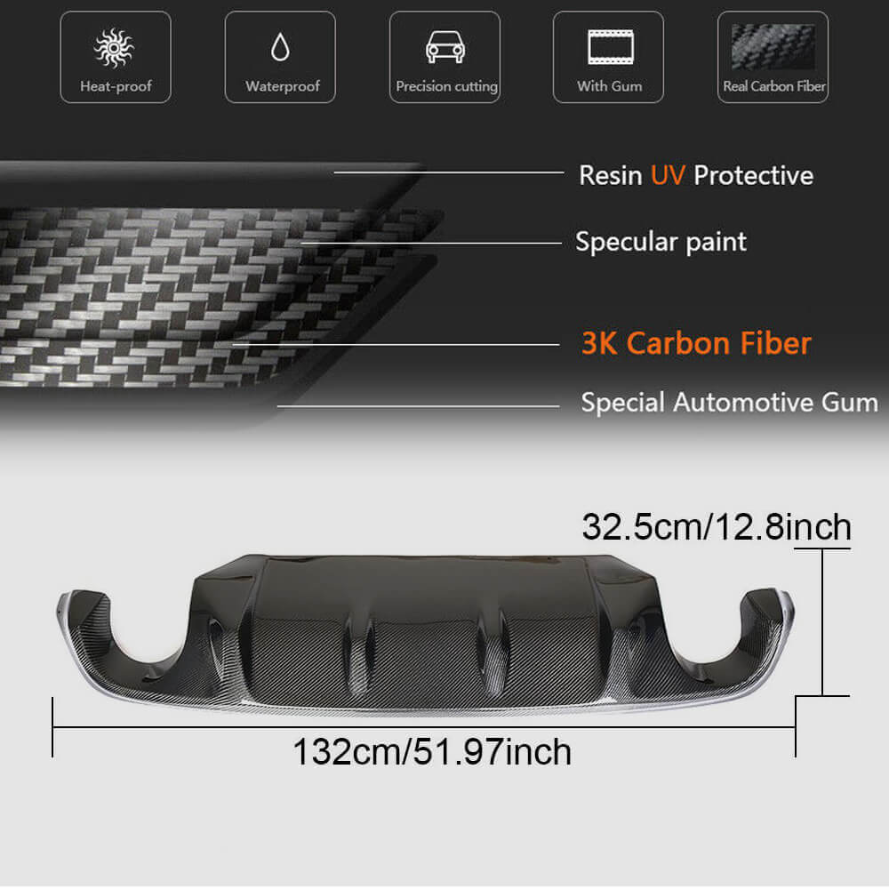 Rear Bumper Diffuser V2 for Q50 Base/Sport 2018-2023 Carbon for Infiniti Q50/Q60 2013-2024 - image 5