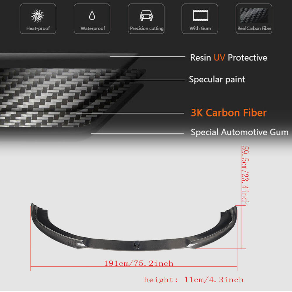 Front Bumper Lip Spoiler (for Base 2009-2013, Carbon) for Porsche Panamera 2009-2016 - image 5