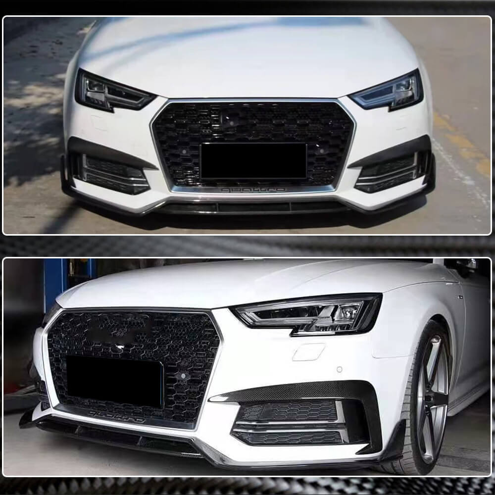 Front bumper lip spoiler Lip V2 (for S-Line Sedan 2015-2019, Carbon) for Audi A4 B9 2015-2024 - image 5