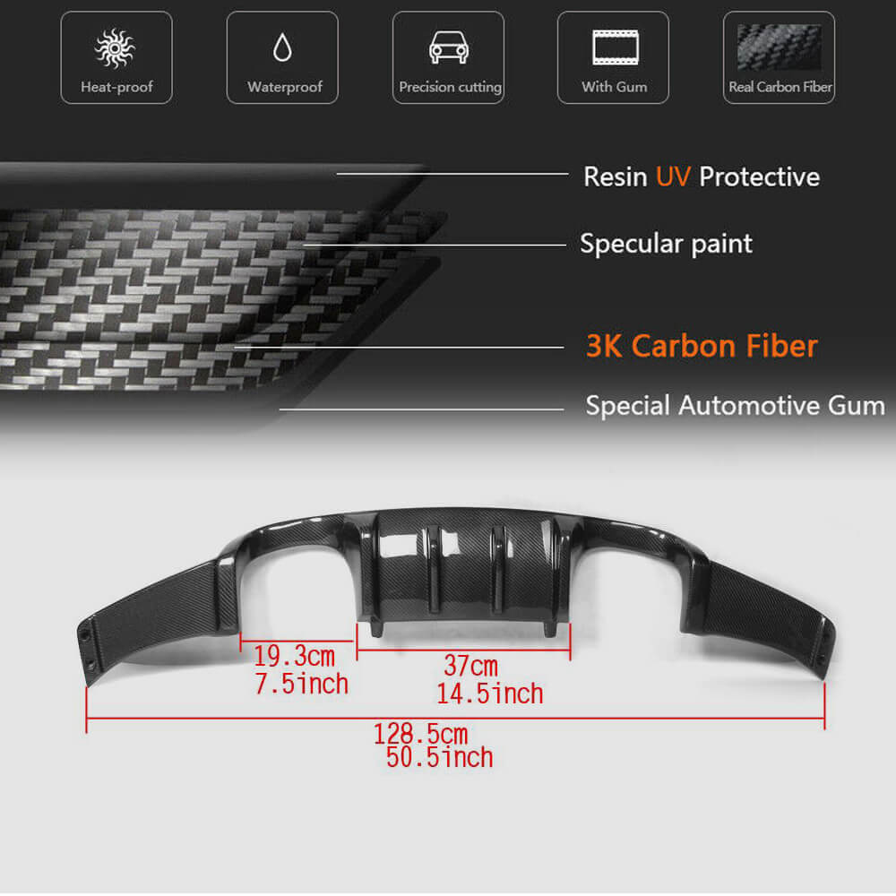 Rear Bumper Diffuser Carbon Fiber V1 (for E92/E93 M3) for BMW 3 series E-90/91/92/93 2005-2011 - image 5