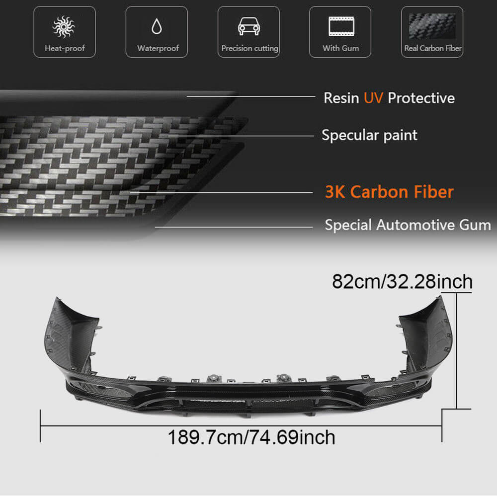 Rear Bumper Diffuser for GT43/GT50/GT53 2018-2022, Carbon for Mercedes AMG GT 4 X290 2018- - image 5