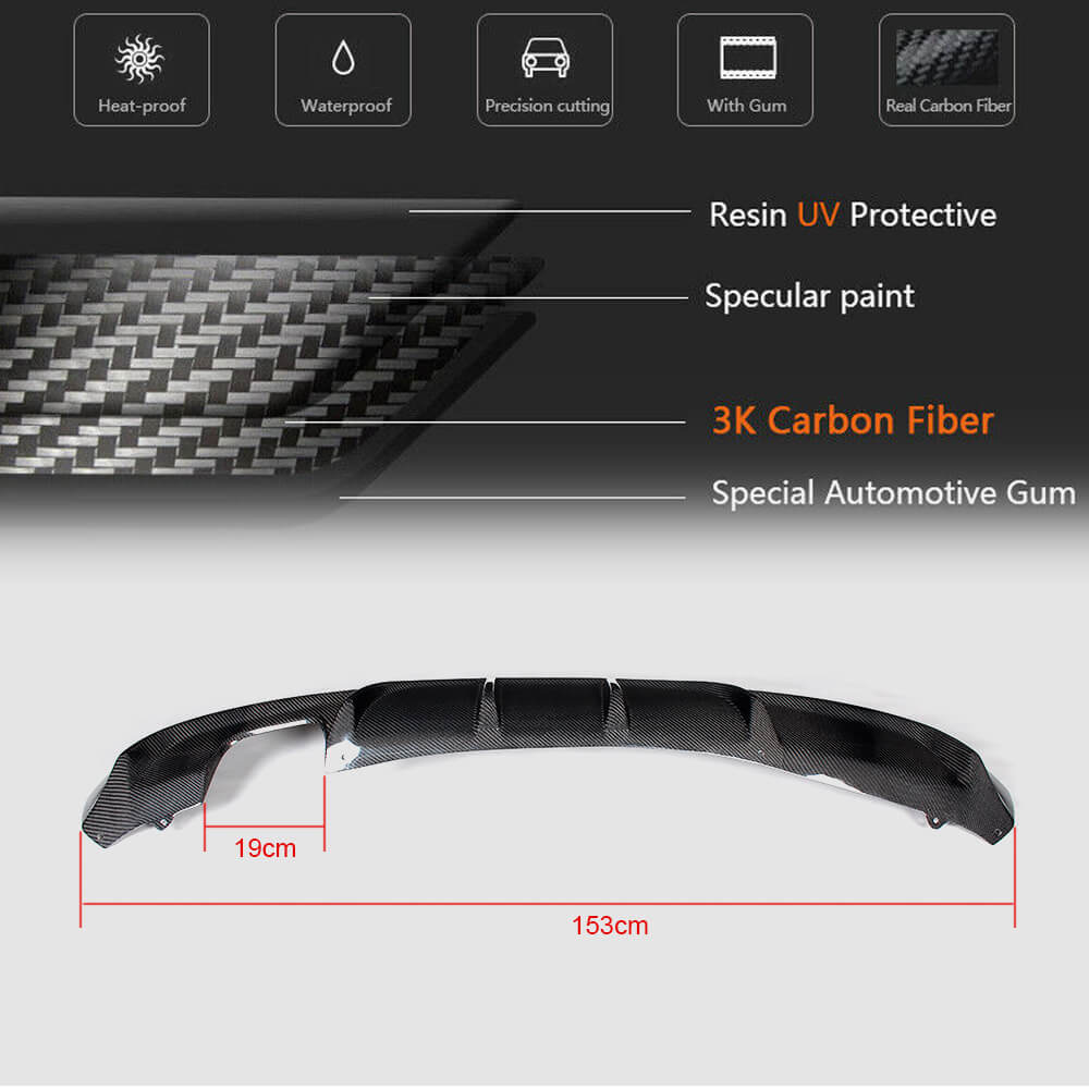 Rear Bumper Diffuser V1 for F34 M-Sport, Carbon for BMW 3 Series F-30/31/34 2012-2019 - image 5