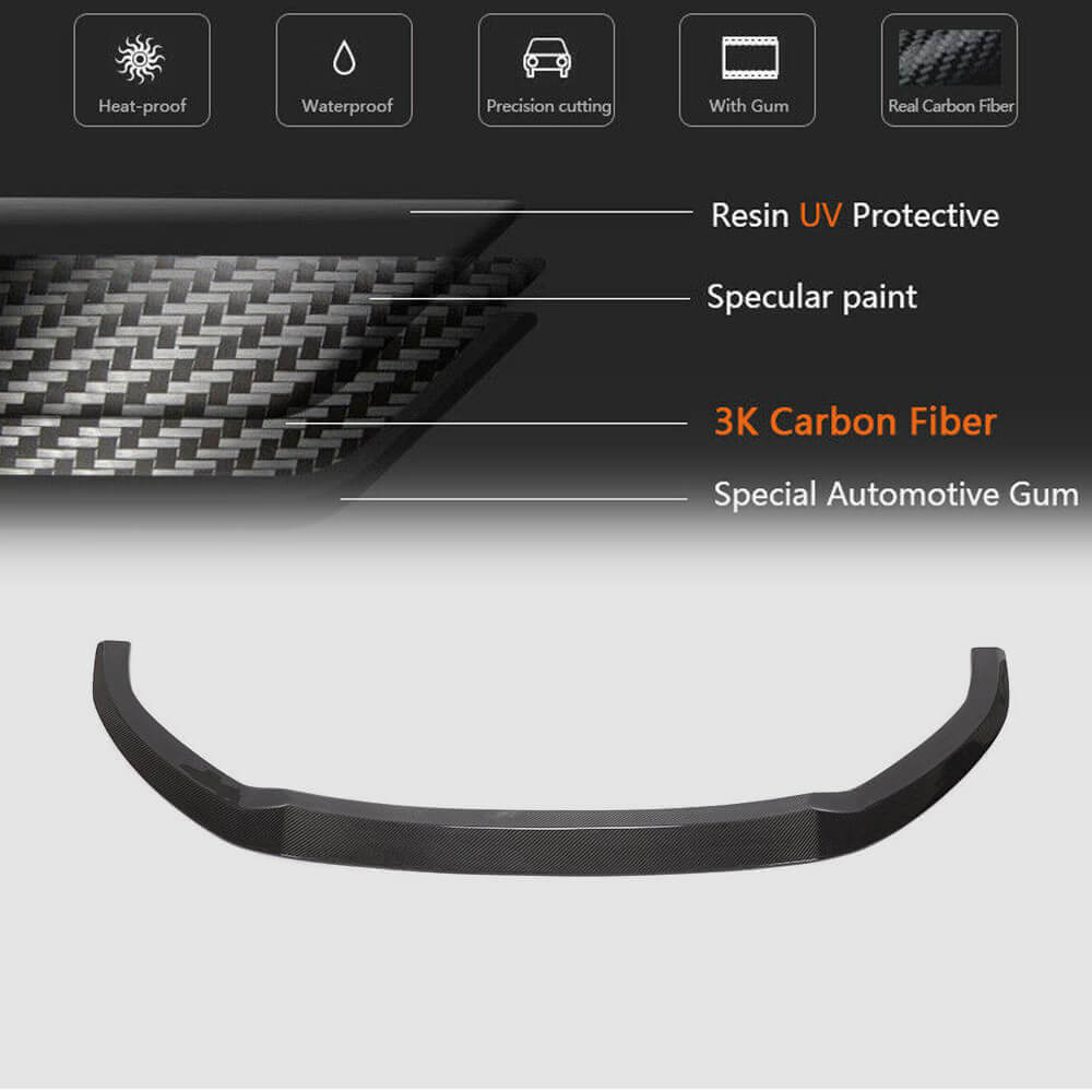Front bumper lip Lip V3 (for S-Line Sedan 2017-2020, Carbon) for Audi A3 2012-2020 - image 5
