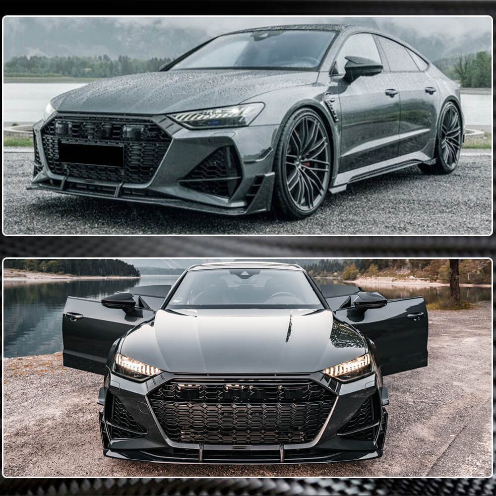 Front bumper air intake covers V1 (for RS7 2018-2022, Dry Carbon) for Audi A7 2018- - image 5