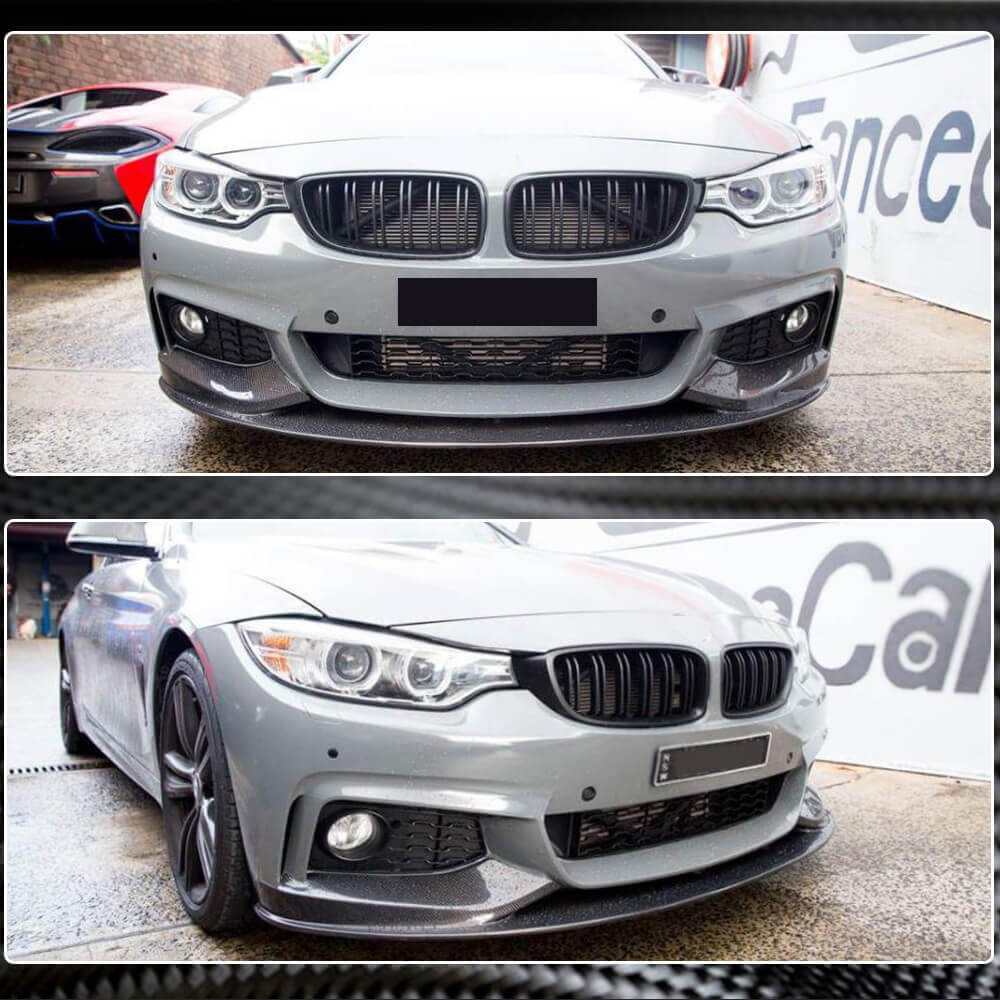 Front Bumper Lip Carbon Fiber V4 (M-Sport) for BMW 4 series F-32 2012-2020 - image 5