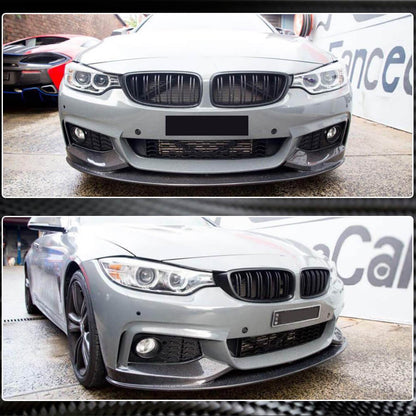 Front Bumper Lip Carbon Fiber V4 (M-Sport) for BMW 4 series F-32 2012-2020 - image 5