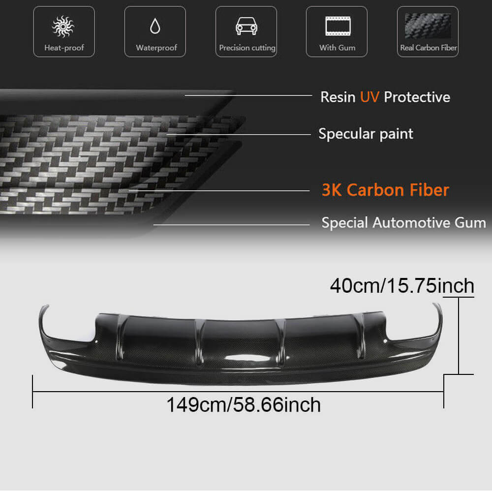 Rear bumper diffuser (for AMG-Line / CLA45 AMG 2017-2019, Carbon) for Mercedes CLA C117 2013-2019 - image 5