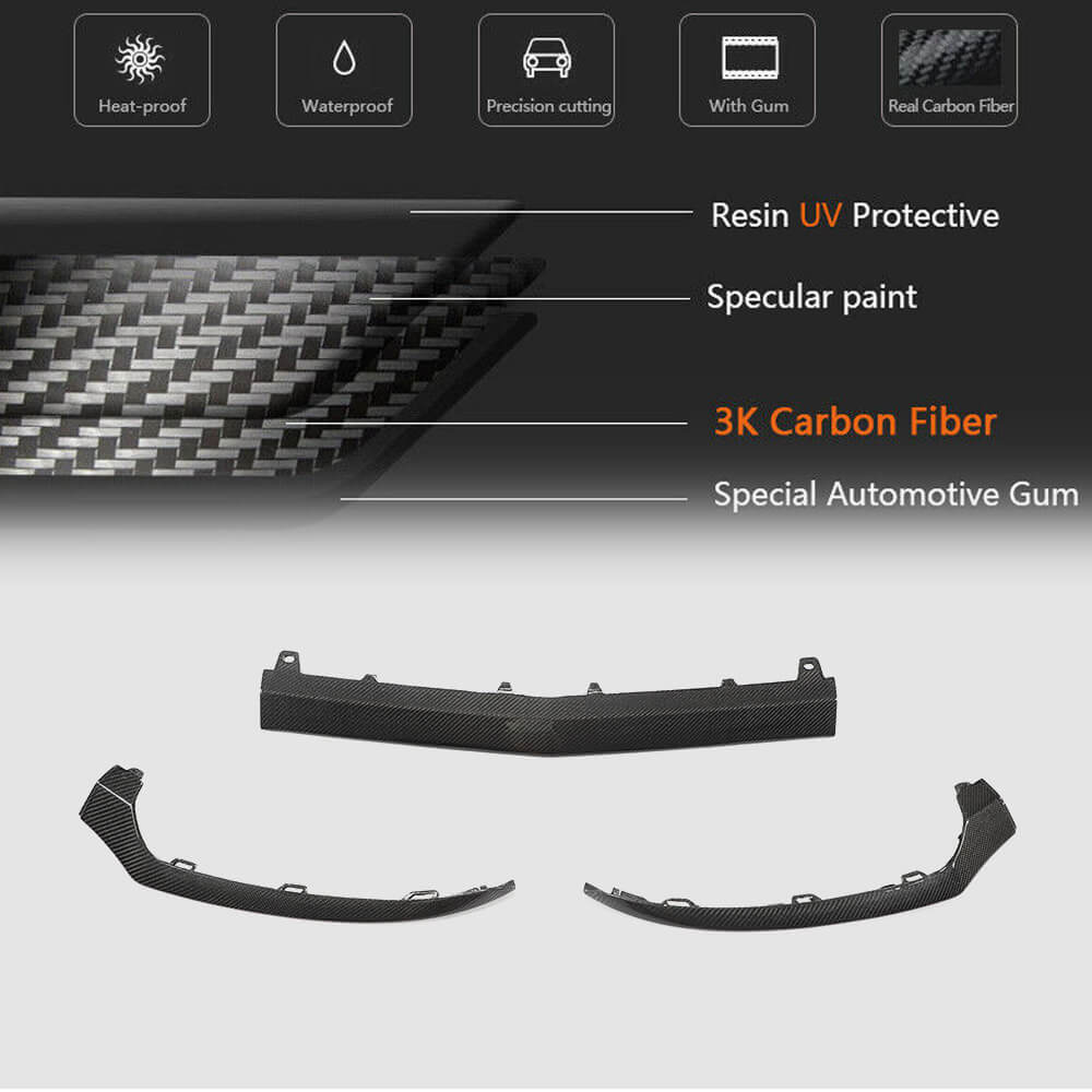 Front Bumper Lip V4 for C43 AMG 2015-2019 Carbon for Mercedes C-сlass W205 2014-2021 - image 5