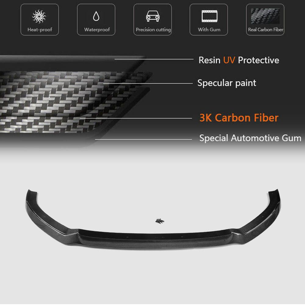 Front Bumper Lip V1 (for S-Line 2017-2020 HB, Carbon) for Audi A3 2012-2020 - image 5