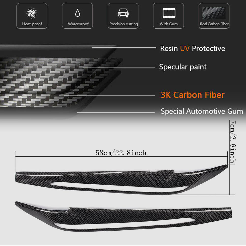Headlight Eyebrows Lamp Eyelids Carbon Fiber V1 for BMW X5 F-15 2013-2018 - image 5