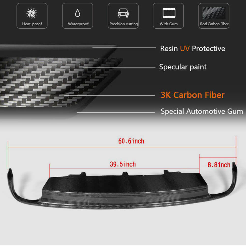 Rear Bumper Diffuser Carbon (for Base 2011-2014) for Audi A6 C7 2011-2017 - image 5