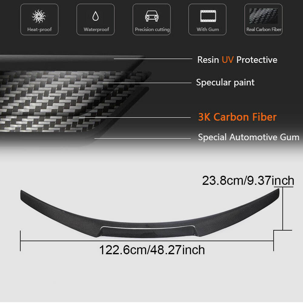 Rear Trunk Spoiler Carbon Fiber (Convertible) for BMW 2 Series F22/23 2014-2021 - image 5